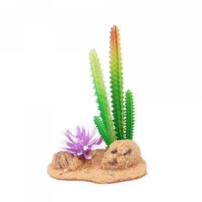 Eco Tech Desert Cactus w/Brush & Rock 13cm